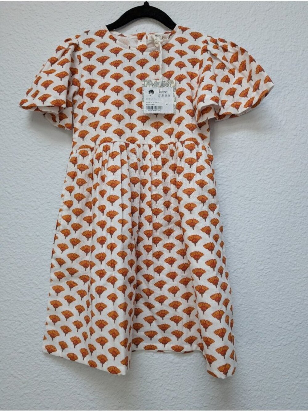 Kate Quinn Organic Cotton Gauze 6Y Small Marigold Bell Sleeve Dress Marigolds